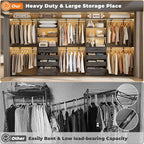 Aheaplus Closet System with Drawers Set of 2, Wood Closet Organizer System with 8 Hanging Rods & Top Shelves, Walk-in Closets Organizer Wardrobe Clothes Rack, Cut Fits Spaces 4-9FT. Wide, Black Oak