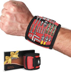 HiRui Magnetic Wristband for Tools – Ultra-Strong 15 Neodymium Magnets Hold Screws, Nails & Bits, Dual Pockets – Hands‑Free for DIY, Home Repairs, Auto – Gift‑Ready for Dad, Husband, Grandpa (Red)