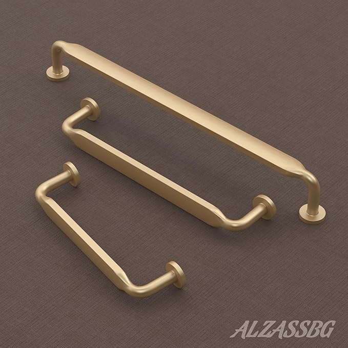 Alzassbg 6 Pack Brushed Gold Cabinet Handles, 12-1/2 Inch(320mm) Hole Centers Arch Modern Cabinet Pulls Kitchen Cabinets Hardware for Cabinets and Drawers AL3503BG