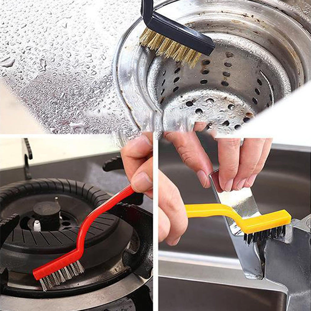 3 Pack Small Wire Brushes Set for Cleaning Rust, Drill Rust Removal, Small Parts and Spaces, Metal Wires of Brass/Stainless Steel/Nylon Cleaning Brushes (Multicolour)