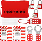 Lockout Tagout Kit Electrical Loto Group Lockout Hasps, Lockout Tags, Safety Padlocks with Number, Nylon Ties with Pocket Bag