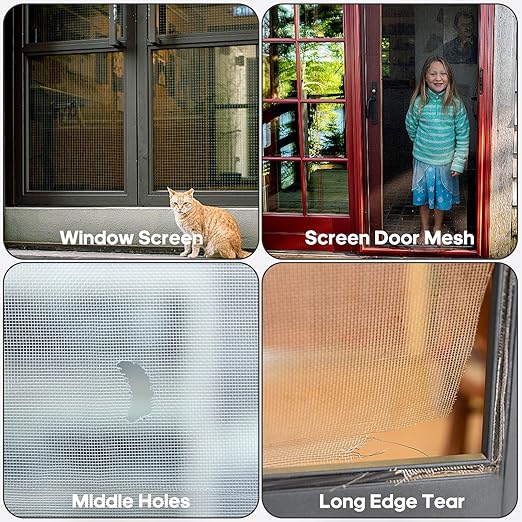 Grey Screen Repair Tape, 2" X 180" (15FT) Window Screen Door Repair Kit, Strong Adhesive Fiberglass Patch Tape Mesh