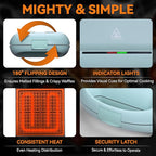 Baker’s Friend Belgian Waffle Maker, Square Waffle Iron, Waflera Electrica, Non Stick Cooking Plate, Classic & Multi Waffle Makers, 4-Slice, Aqua