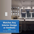 LIDER Combination Dual Dimmer Light Switch Control, 2 Sliding Light Controls, Single Pole, 400W CFL/LED, 600W Incandescent/Halogen Dual Loads Total, UL Listed, Wall Plate Included, White