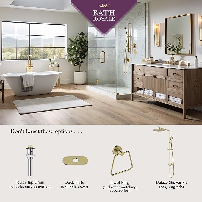 Bath Royale Modern Kitchen Faucet with Pull Out Spray - Single Control, All Metal, Stainless Steel