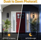 Dusk to Dawn Sensor Outdoor Wall Sconce, LED Integrated Exterior Wall Lantern Fixture, Wall Mount Lights Anti-Rust Waterproof Matte Black Wall Lamp with Clear Glass Shade for Garage, Doorway