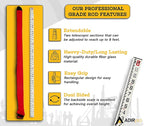 AdirPro 8-Foot Fiberglass Grade Rod – 8ths, 2-Section Telescoping Rectangular Leveling Rod – Non Glare and Corrosion Resistant – Heavy Duty Carrying Case Included