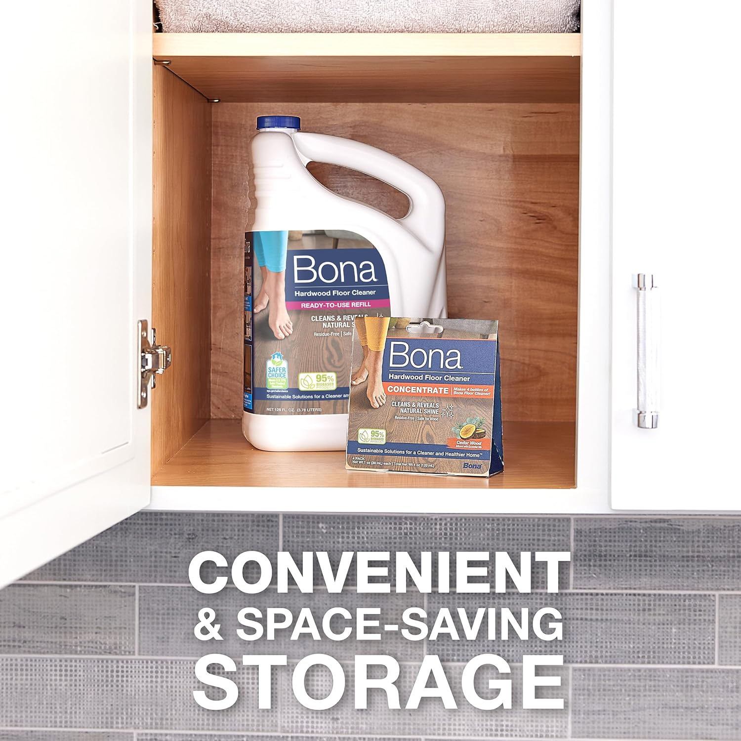 Bona Hardwood Floor Cleaner Concentrate, Cedar Wood Scent, 1 fl oz, Pack of 4 (Makes 128 fl oz) - Residue-Free Floor Cleaning Concentrate Spray Mop and Spray Bottle Refill - For Wood Floors