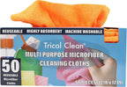Tricol Clean Profesional Resuable Lint Free Microfiber Edgeless Cleaning Cloth 50PK Cleaning Rags,Absorbent Microfiber Wipes in Dispenser Box for Housekeeping, Car Cleaning (12 * 12 Inches) (orange1)
