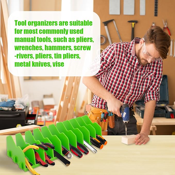 4 Pack Plier Organizer Rack, Pliers Organizer for Tools Cutters with Extendable Design & Non-Slip Rubber Base, 40 Slots Tool Box Drawer for Pliers, Wrenches, Screwdrivers,Green