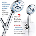 Hotel Spa AquaCare High Pressure 8-Mode Handheld Shower Head - Anti-clog Nozzles, Built-in Power Wash to Clean Tub, Extra Long 6 ft. Stainless Steel Hose, Wall & Overhead Brackets