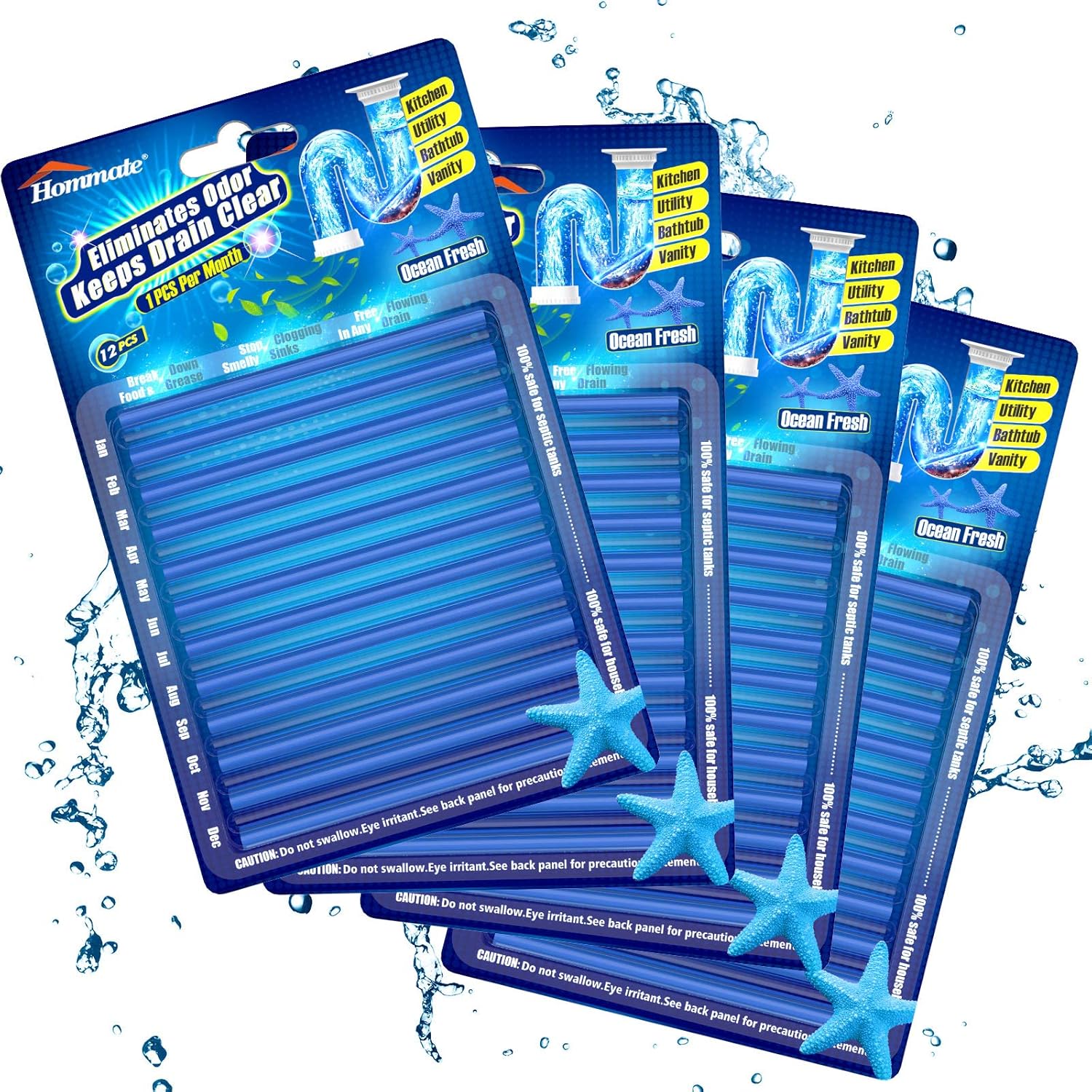 Drain Sticks Drain Cleaner Sticks Keeps Drains and Pipes Clear and Odor-free for Sink Pipe Cleaning Sticks for Drains As Seen On TV