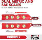 ARROW 8-Inch Torpedo Level, Magnetic Level Tool with 0°/30°/45°/90° Bubbles, Top-view Windows, Aluminium Alloy Frame, Dual Metric and SAE Scales