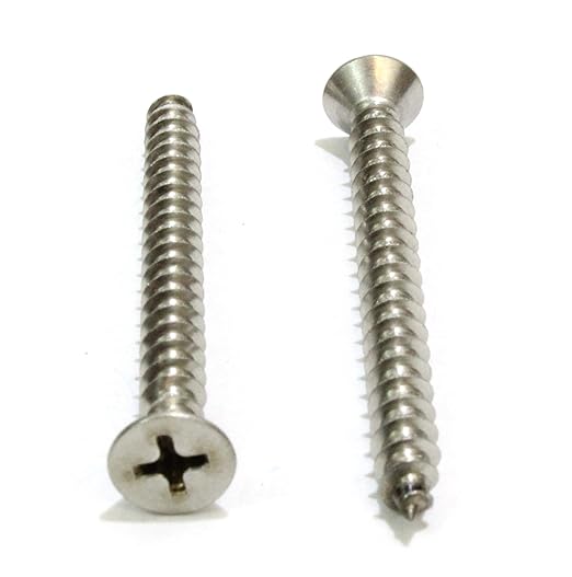 Bolt Dropper #10 X 2'' Stainless Steel Flat Head Phillips Wood Screw, (100 pc), 18-8 (304) Stainless Steel Sheet Metal Screws - Type A Point, Plain Finish