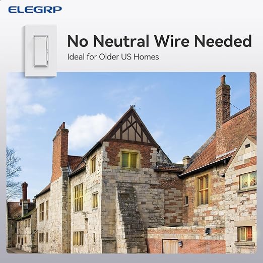 ELEGRP Digital Dimmer Light Switch for 300W Dimmable LED/CFL Lights and 600W Incandescent/Halogen, Single Pole/3-Way LED Slide Dimmer, Wall Plate Included, UL Listed, 6 Pack, Matte White