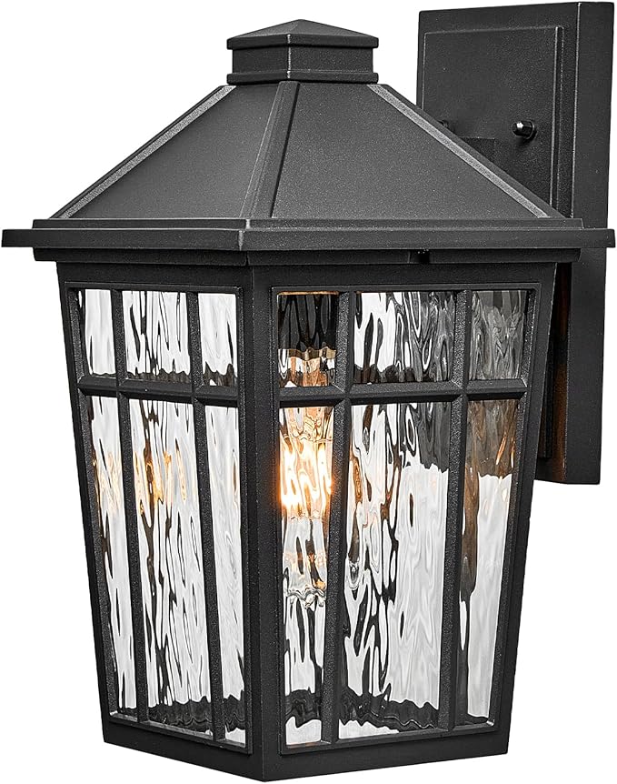 Outdoor Wall Sconce Waterproof Aluminum Porch Lights Outdoor with Water Ripple Glass 14 Inch Large Outdoor Light Fixtures Wall Mount for Patio Yard Doorway Garage