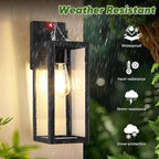 BesLowe Upgraded Motion Sensor Outdoor Wall Lights, 15” Dusk to Dawn Porch Lights Outdoor Wall Sconce Lanterns, 3 Lighting Modes Exterior Lighting Fixtures, Black Outside Lights for House, 2-Pack