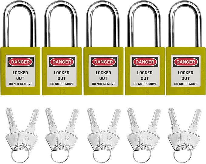Lockout Tagout Locks, Safety Padlock, Keyed Differently Loto Safety Padlocks for Lock Out Tag Out Kits Station (Yellow 11-20)