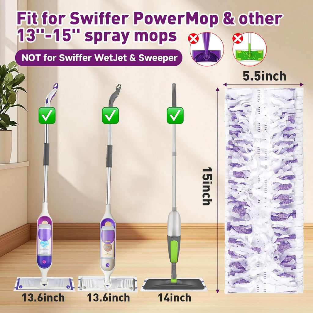 Funtin Power Mop Pads for Swiffer PowerMop, Unscented Disposable Mop Refills, Thickened Multi-Surface Replacement Mopping Pad, Dry & Wet Use for Floor Cleaning (40 Packs)
