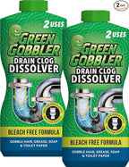 Green Gobbler Drain Clog Dissolver | Powerful Liquid Drain Opener & Toilet Clog Remover | Safe for Pipes & Septic | 2 Pack