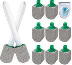 AUAUY 10 Pack Pumice Stone with Handle, Toilet Bowl Pumice Stone for Cleaning, Hard Water Toilet Ring Remover, 2 Cleaning Handle + 10 Pumice Stones for Cleaning Toilets, Bathtubs, Grills, Kitchen Sink