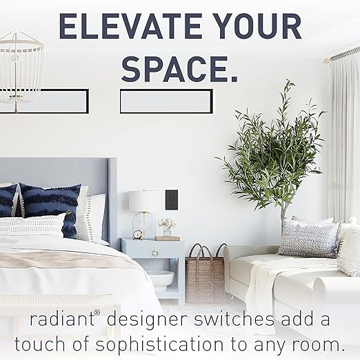 Legrand radiant TM873GCC10 15 Amp Rocker Wall Switch, 3-Way Decorator Light Switches, Graphite (1 Count)