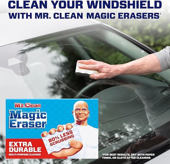 Mr. Clean Magic Eraser, Extra Durable, Multi Purpose Cleaner, Shoe, Bathroom, Shower, and Car Window and Windshield Cleaner, Cleaning Pads, 10 Count