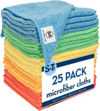 S&T INC. 25 Pack Microfiber Cleaning Cloth, Bulk Towels for Home, Reusable Microfiber Towels for Cars, Cleaning Rags, Assorted, 11.5 Inches x 11.5 Inches, 25 Count