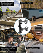 Upgrade Heavy Duty Double Welding Cable Lead Reel, 10" Lockable Welding Lead Reel with 10°Tilting Fixed Base and Metal Pin, Accommodates 150 Feet of 1/0 and 125 Feet of 2/0 Cable