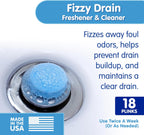Plink Fizzy Drain Cleaner and Freshener, Prevents Drain Clogs and Buildup, Removes Odors from Bathroom and Kitchen Sinks, Septic-Friendly, Made in the USA, Lemon Scent, 18 Tablets