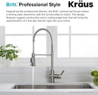 KRAUS Britt Commercial Style Spot Free Stainless Steel Pre-Rinse Kitchen Faucet with Deck Plate, KPF-1690SFS