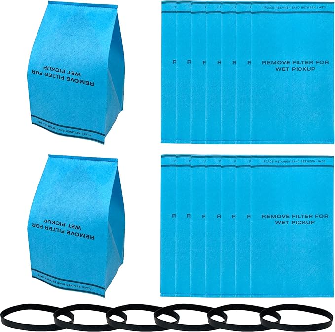 16 Pack Wet Dry Filter Bags Compatible with WORKSHOP WS01025F2, Craftsman 9-38737, MultiFit VF2000, Select 2-1/2 to 5-Gallon Shop Vac Vacuum Stinger Craftsman Husky (with 6 Retaining Bands)