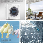 Elevon 1500W Portable Clothes Dryer, 3.5 cu.ft Electric Drying Machine for Laundry with Steel Tub for Apartment, Dorms, Compact Dryer for Small Space, Black/White