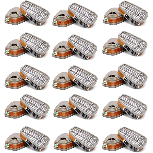 6001 Activated Carbon Filter Cartridges Replacement for Gas Respirator, Filter Cartridges Suitable for 6100/6200/7501/7502/6502/6800 30PCS(15Pack)