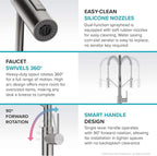 KRAUS Oletto Commercial Style Single Handle Pull Down Kitchen Faucet with QuickDock Top Mount Installation Assembly in Spot Free Antique Champagne Bronze, KPF-2631SFACB