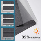 SmartWings Motorized Zebra Blinds with Remote, Smart Control Light Filtering Sheer Shades for Indoor Windows, Electric Customized Automatic Blind, 95mm 85% Blackout Graphite