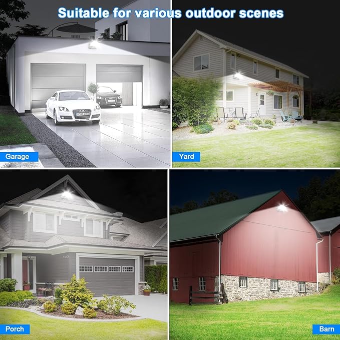 ledmo 150W LED 360° Rotatable Flood Lights, Outdoor Adjustable Head Exterior Lighting Fixture, 5000K Waterporof Commercial Security Wall Pack for Yard, Garage, Barn, House, 4 Pack