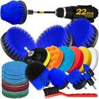 Holikme 22Pack Drill Brush Attachments Set, Scrub Pads & Sponge, Buffing Pads, Power Scrubber Brush, Car Polishing Pad Kit,Wax Applicator Pad,Car Cleaning Kit,Cleaning Supplies,Masonry Brushes(Blue)