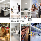 KUNCAN 4-Outlet Power Splitter Cord - 3 Prong 1 to 4 Way Male to Female Multi Plug Adapter, 1.5FT 16AWG 13A Y Style Extension Cord with Outlet Cover for Computer, LED Stage Light (Black 2-Pack)