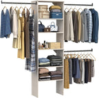 ClosetMaid SuiteSymphony Wood Closet Organizer Kit with Tower, (3) Hang Rods, (5) Shelves (2-Adjustable), Fits Spaces 5-10 ft. Wide, White Timber