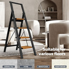 HillhutApex Step Ladder, Aluminum Lightweight Folding 4 Step Stool with Anti-Slip Wide Pedal, 330lbs Capacity Steel Ladder for Household and Office