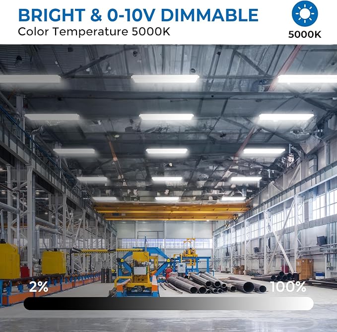 CINOTON 2FT 165W/110W/80W LED Shop Light with 22275LM, 0-10V Dimmable Linear High Bay Lighting, 120-277V Power Tunable Commercial Hanging Lights for Garage Office Warehouse Workshop UL Listed 2 Pack