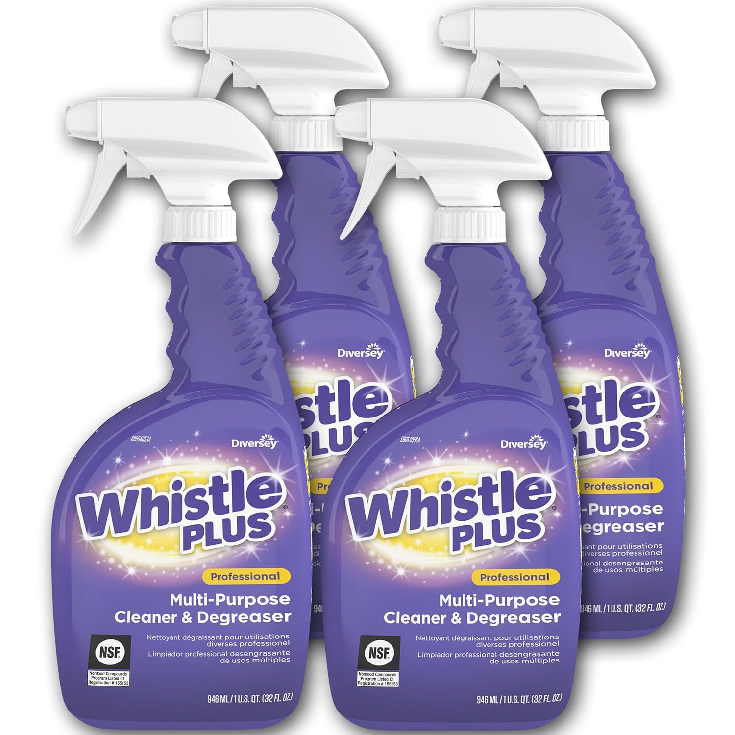 Diversey Whistle Plus Professional Multi-Purpose Cleaner/degreaser, Citrus, 32 Oz Spray Bottle, 4/carton