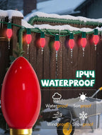 C9 Red Christmas Light Bulbs, 25 Pack C9 Incandescent Replacement Bulbs for Christmas String Light, E17 Intermediate Base, 7Watt Night Lights Bulbs