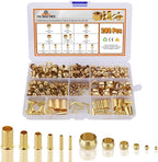 280PCS Compression Fittings Assortment kit - 6 Sizes (1/4", 3/8", 5/16", 1/2", 3/16",1/8") of Brass Compression Sleeve Ferrule & Insert, Connect for Air, Water, Fuel, Oil and Inert Gases