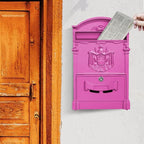 Wall Mount Mailboxes, Rust Resistant Locking Vintage Mailbox for House, Galvanized Steel Outside mailboxes with Key Locks, Barbie Pink