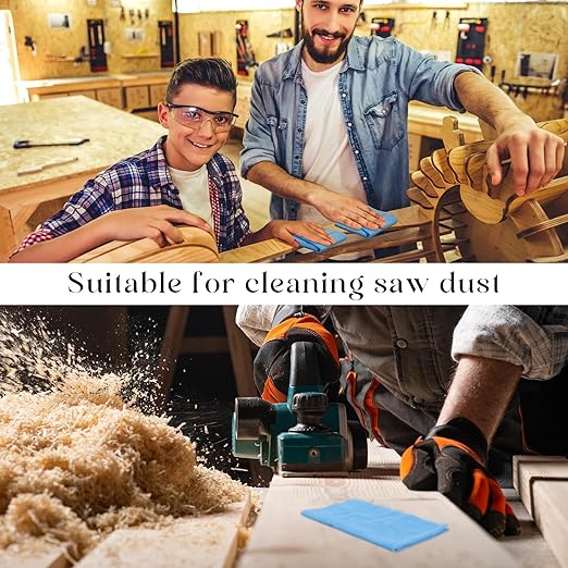 Maxcheck 100 Pcs Sticky Tack Cloth Woodworking Painters Wax and Silicone Free Tack Cloths for Removing Dust Rags Automotive Painting for Automotive, 18 x 36'' (Blue)