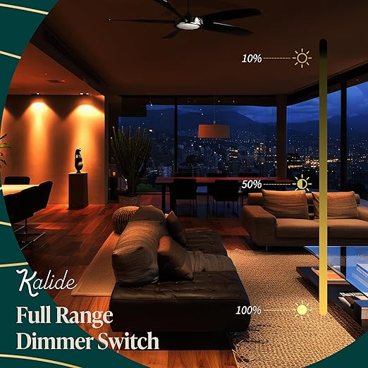 TOPGREENER Kalide Combo Dimmer Switch with 3-Speed Fan Control for Dimmable 200W LED/CFL Lights and Fan Combination Switch, Single Pole, Neutral Wire Not Required, TGDSFS3-W, White