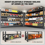 5000LBS Storage Shelves,71" W Garage Shelving Heavy Duty Metal Adjustable Garage Shelves, Shelving Units Industrial Shelving for Warehouse,71" W x 24" D x 69" H,Black