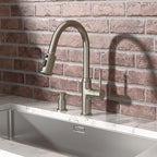 Lava Odoro Soap Dispenser for Kitchen Sink, Modern Brass Built in Countertop Pump Dispenser with 18 Oz Refillable Bottle, Kitchen Soap and Lotion Dispenser Spot-Free, Brushed Nickel, KSD-21